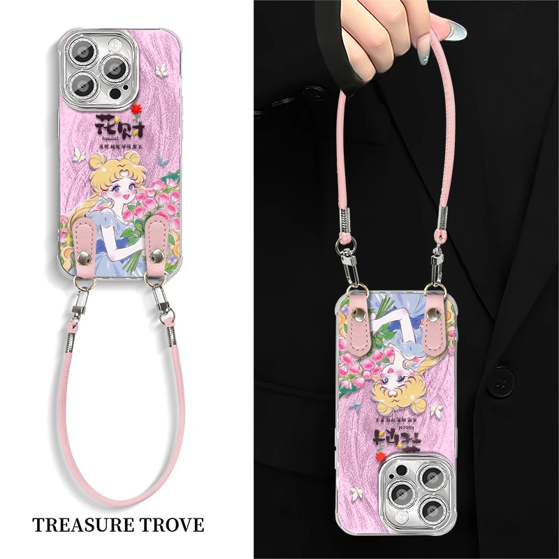 适用于苹果16华为OPPO小米VIVO高颜值创意闪粉羽纱手机壳AJ0196