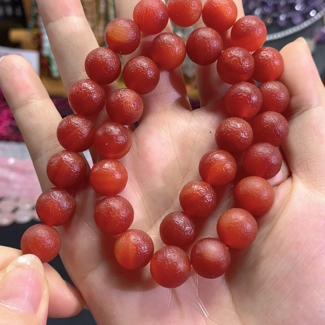 未镶嵌玛瑙/玉髓珠宝半成品橘皮玛瑙一条卡12mm