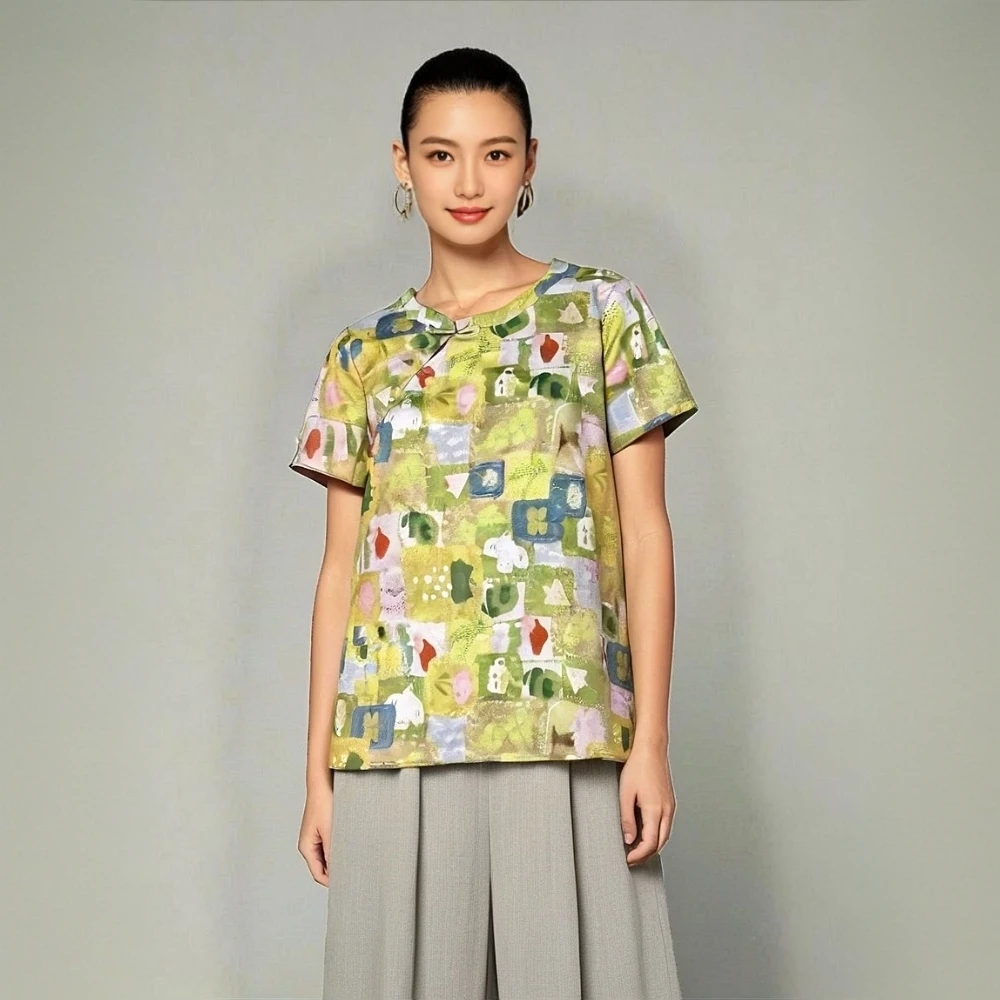 【流依涵】T夏季国风有画风品质设计感短袖N0退NO换-68778