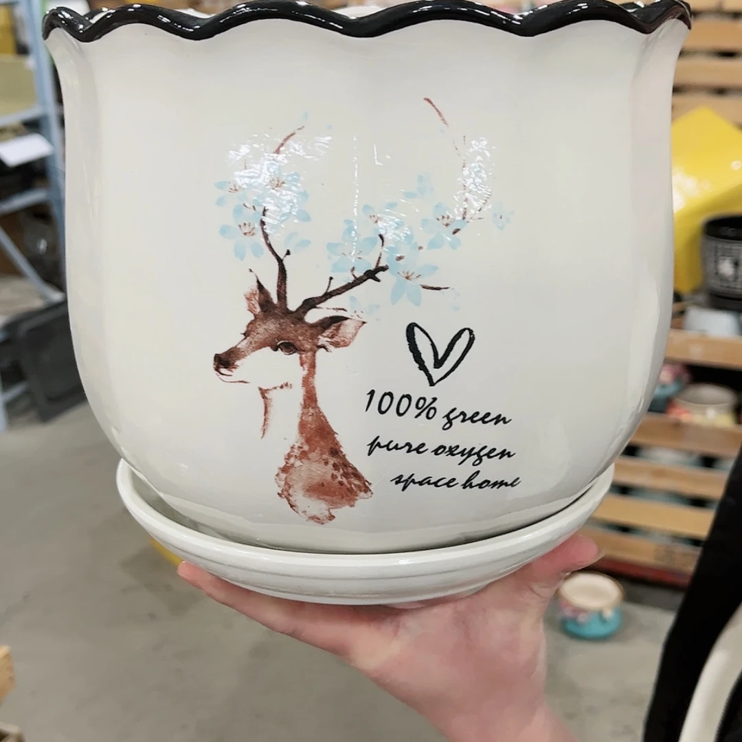 【闪购商品】陶瓷福利品带冰裂效果陶瓷花盆