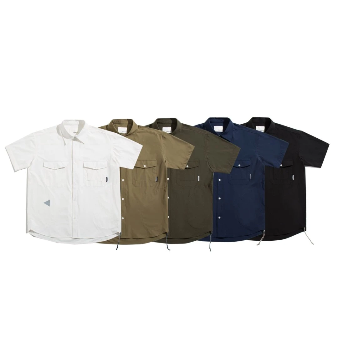 日系通勤工装半袖透气宽松速干工装多口袋短袖衬衫男-2210