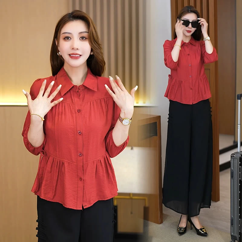 【48小时发货】时尚减龄遮肉衬衫女2025春夏新款显瘦小衫女装上衣