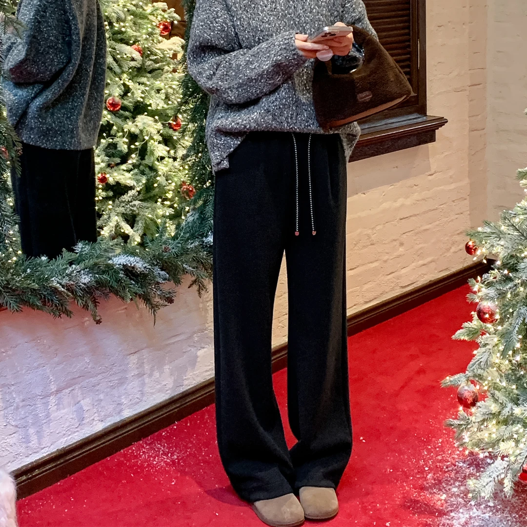 法儿家韩国限定【T台裤】FS408X005松紧腰抽绳休闲裤