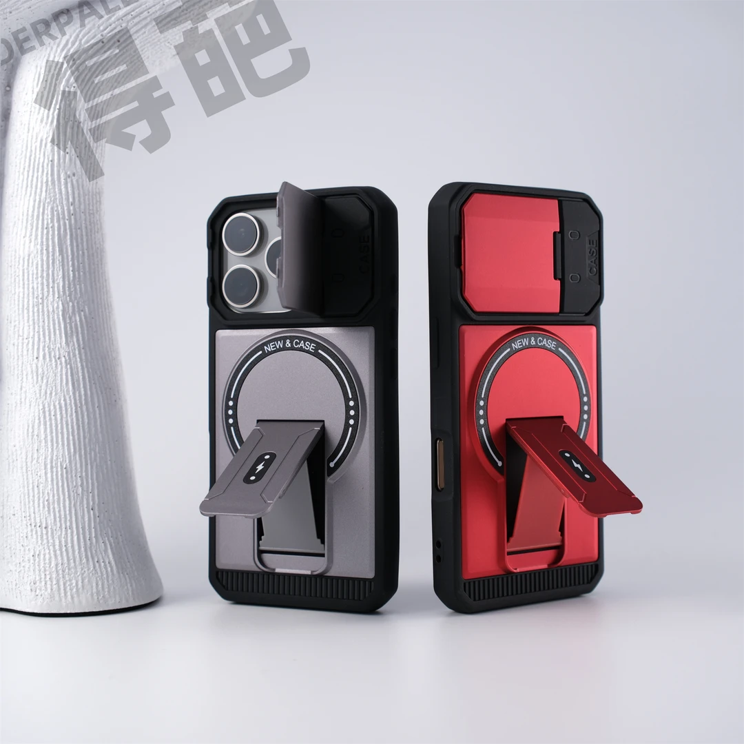 得葩创意机甲支架苹果16promax磁吸手机壳iphone15软边防摔14/13