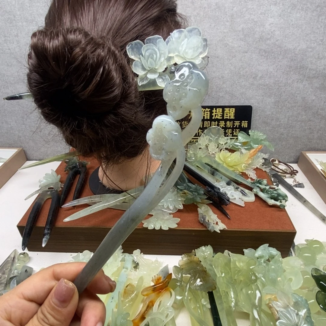 蛇纹石玉未镶嵌发饰