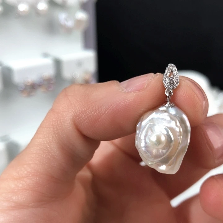 淡水珍珠项链银S925镶嵌m*拍2发1