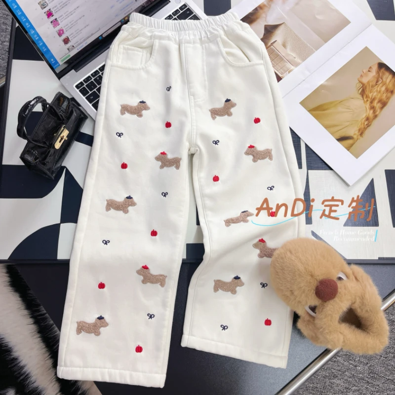 ANDI〗订制冬款中大童女童可爱风百搭加绒牛仔裤3372