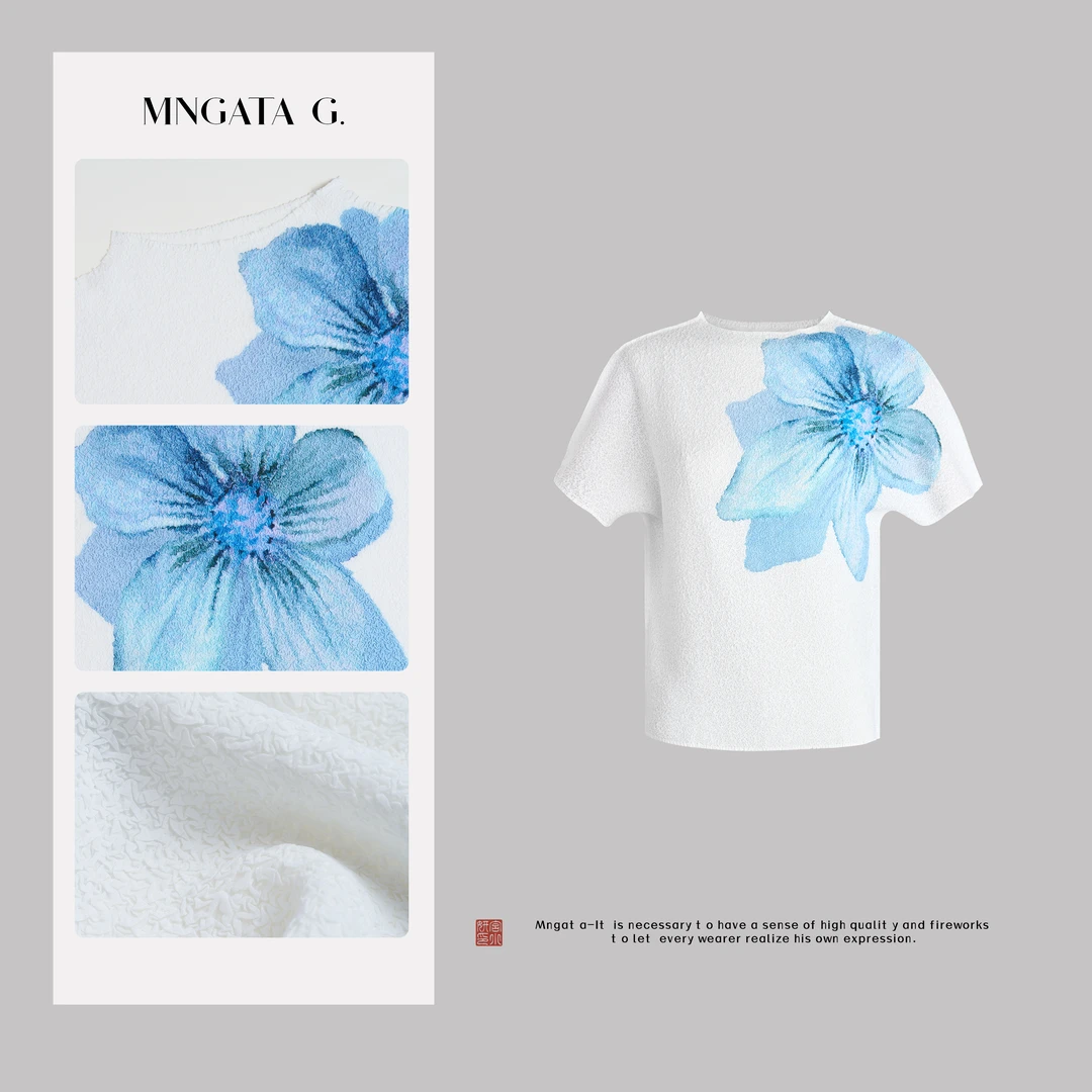 MNGATA G.宫小妍【小兰花】夏日新中式中国风休闲搭短袖上衣5032208