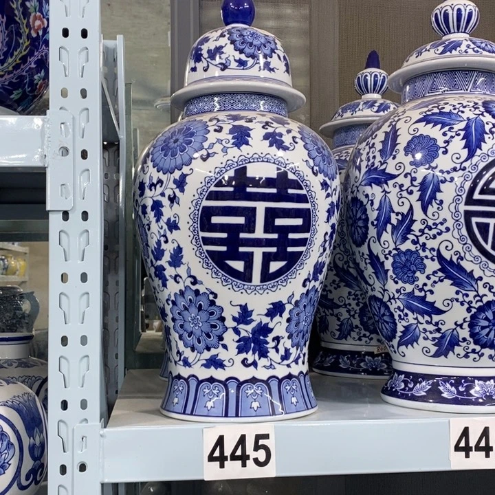 摆件皇*将军罐一对手绘釉下彩