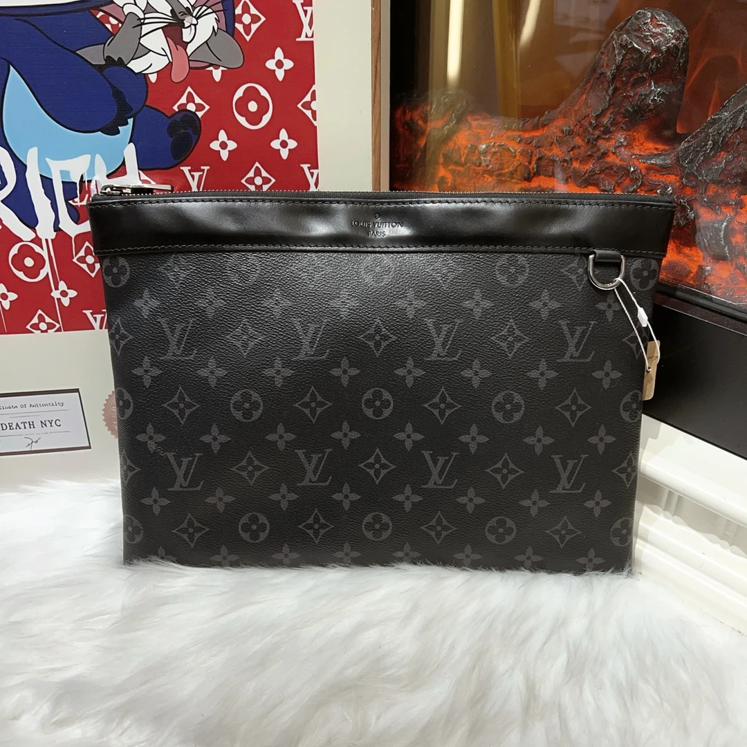 95新 LouisVuitton/路易威登 lv黑花手拿包 gk407