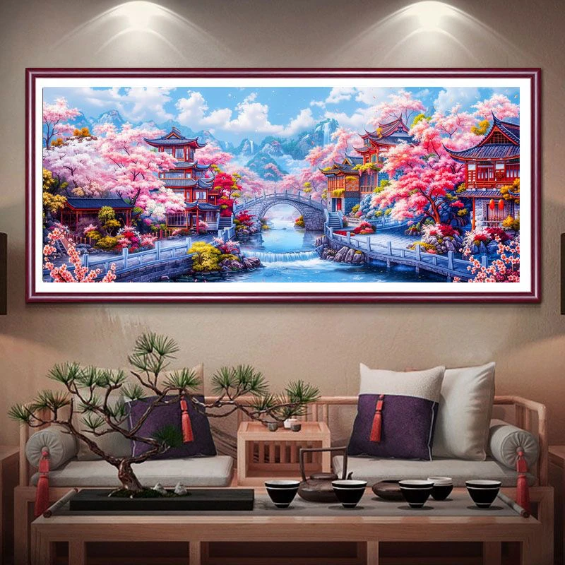 【十字绣】春意江南-四股满绣 90*240厘米（需自己绣）