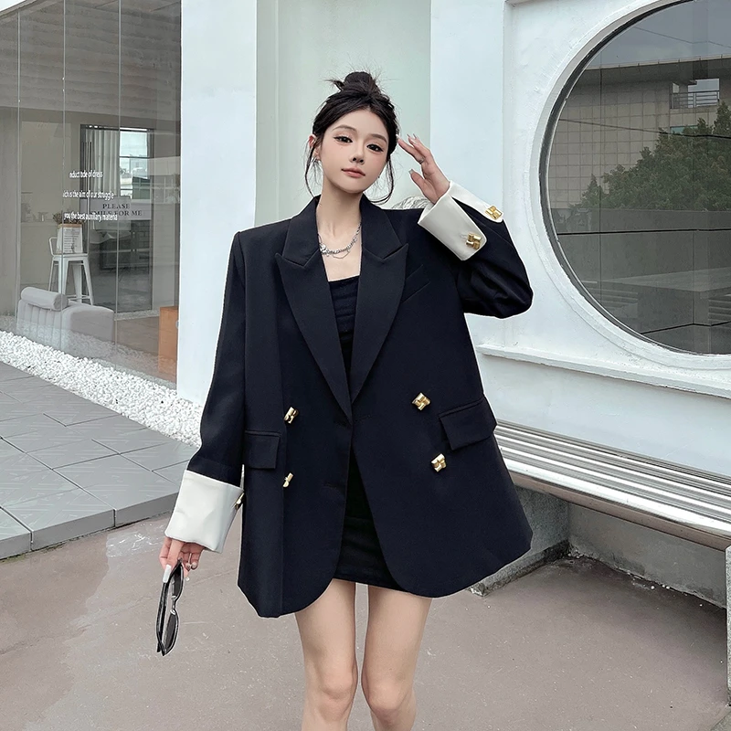 知性风衣服春秋黑色西装外套宽松轻奢气质小众炸街新款潮牌女装