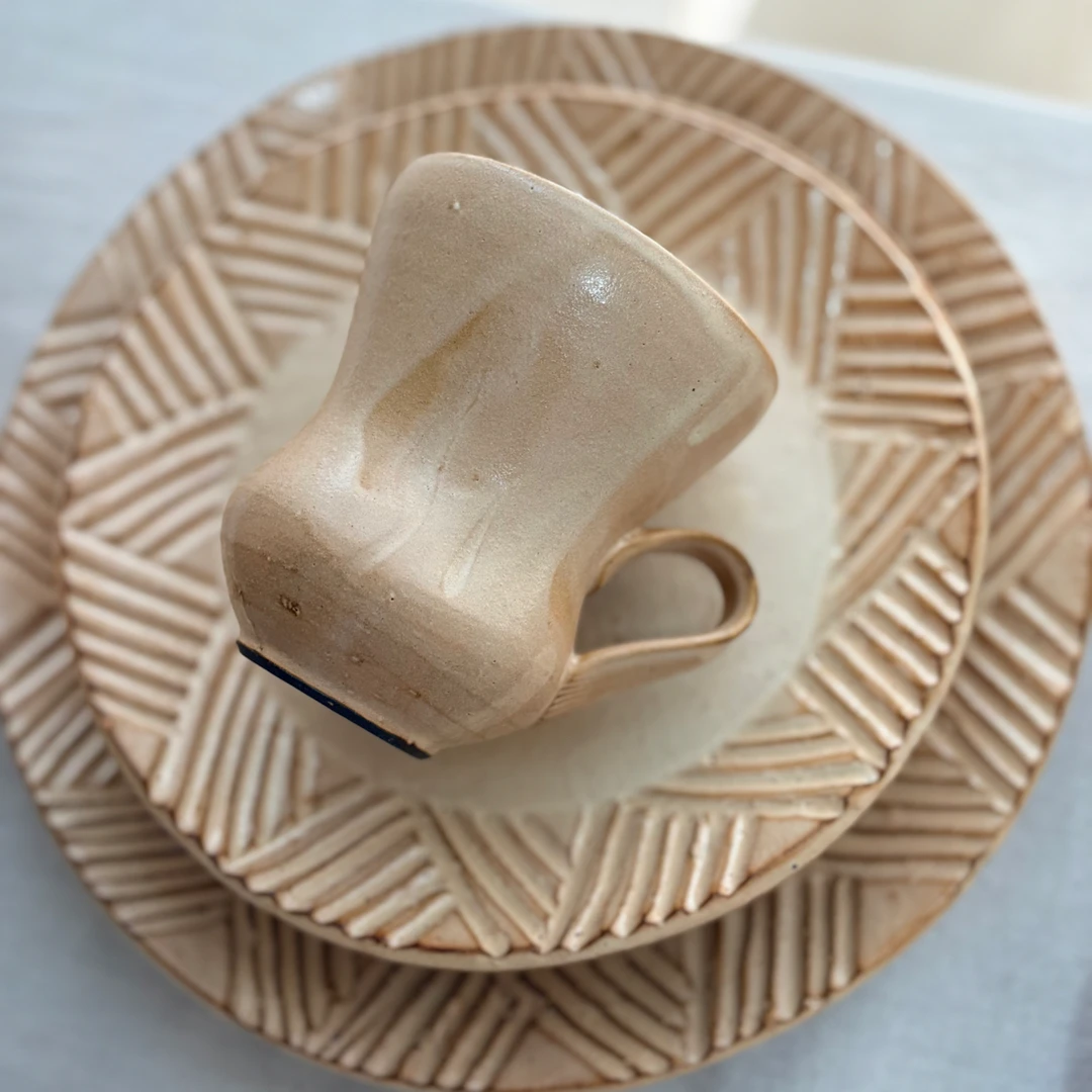 陶乐记 钱程手作钛釉系列纯手工陶瓷咖啡杯粗陶餐盘