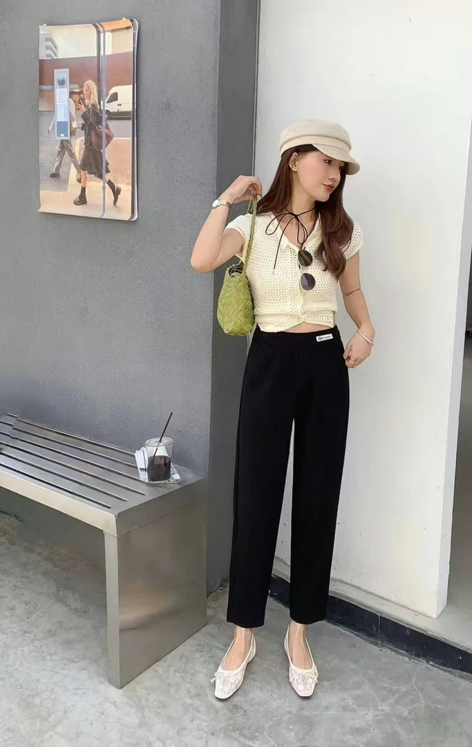 夏季新款松紧腰九分哈伦裤、5332、宽松弹力修身显瘦休闲女裤