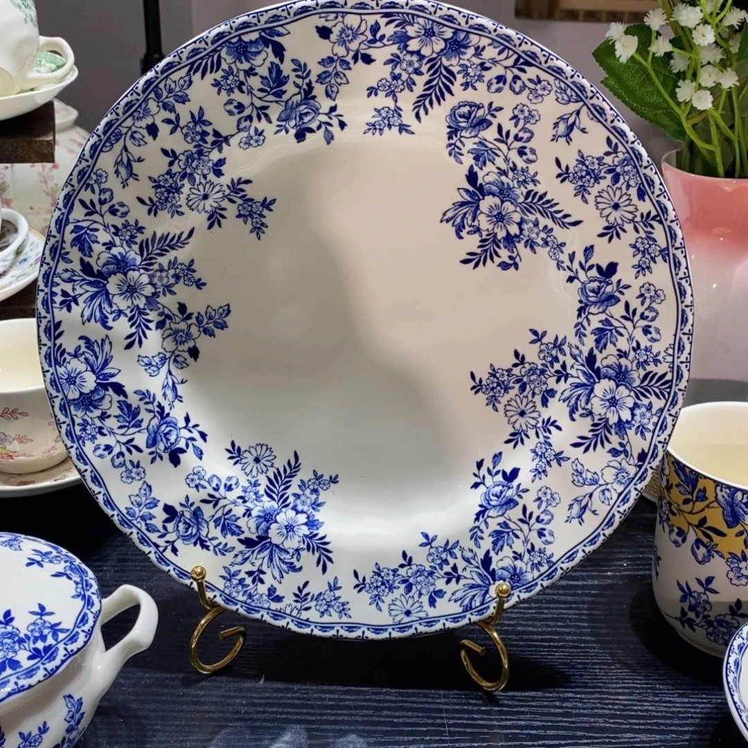 瓷微瑕青花十寸大平盘