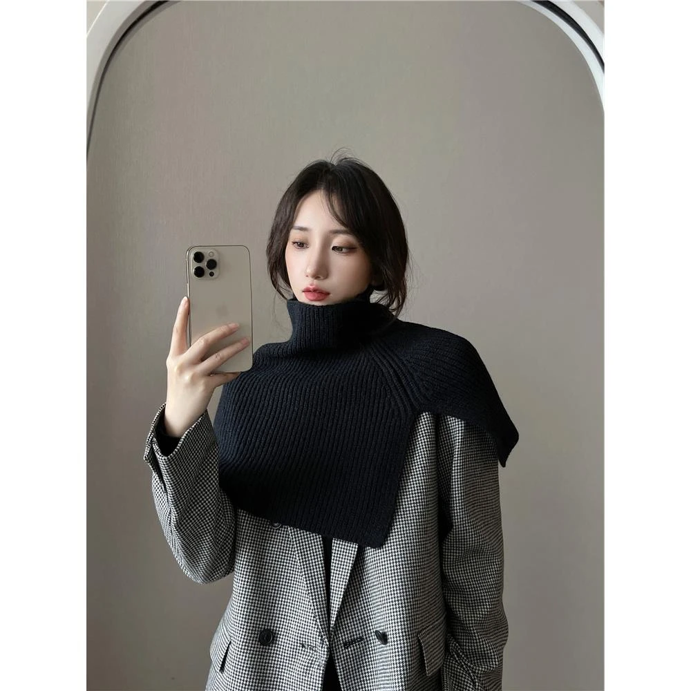 围巾女冬季新款时尚外搭套头围脖女纯色韩系百搭脖套毛针织披肩