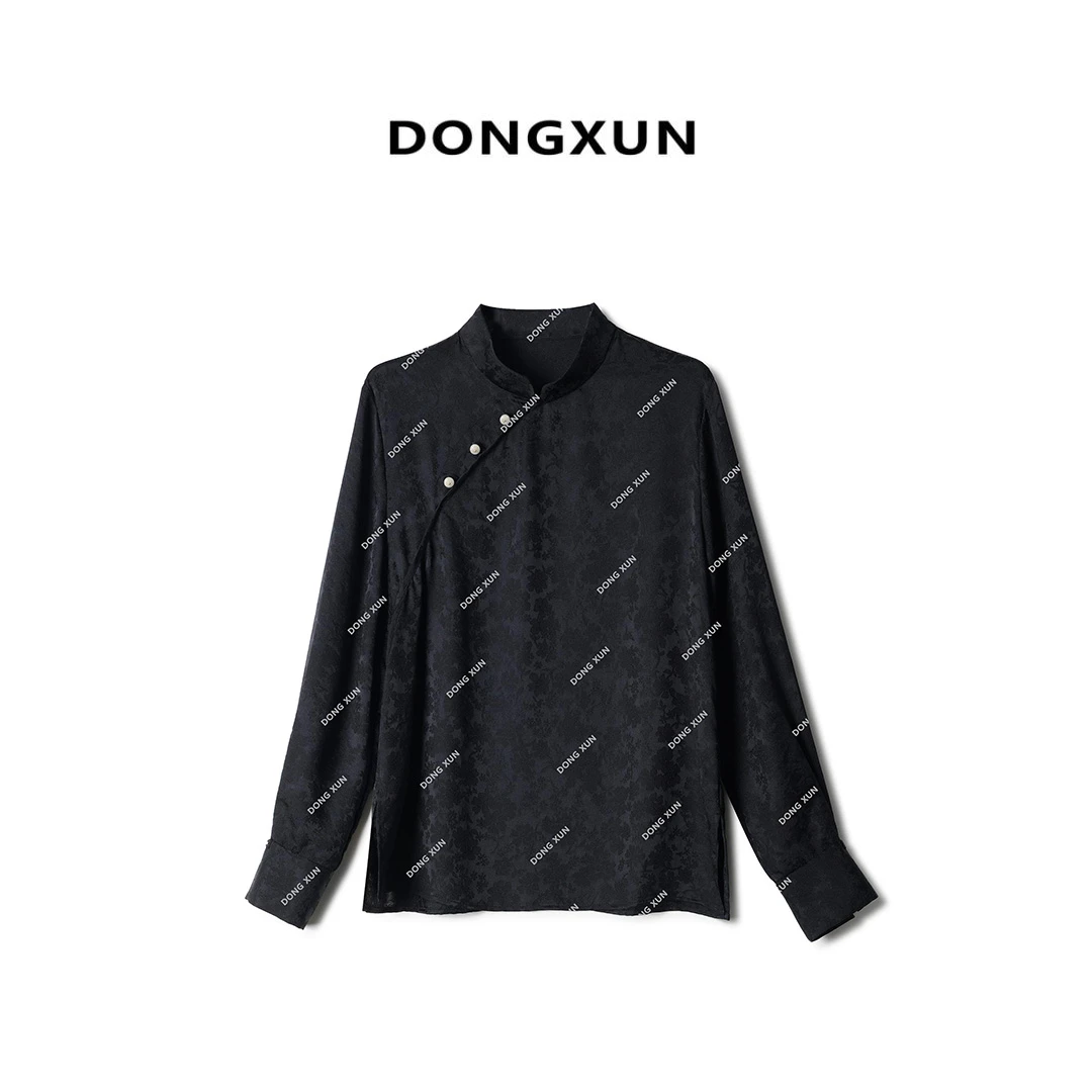 【素锦云裳】满分桑蚕丝新中式白色立领上衣DX24AS057