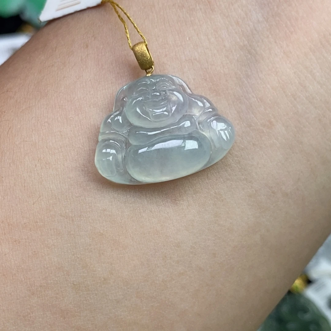颈饰18K金镶嵌翡翠佛公