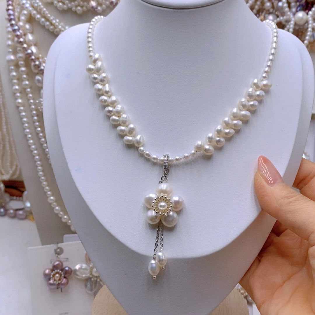 颈饰银S925镶嵌淡水珍珠