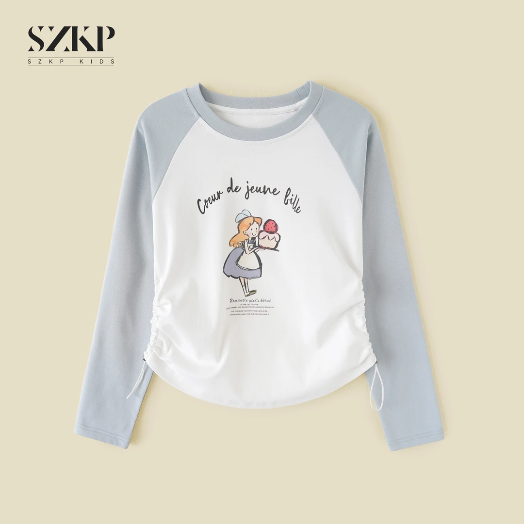 SZKP秋季新款女童装时尚长袖T恤中大童休闲儿童打底衫BGYQ552915