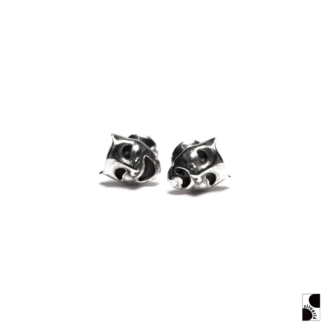 925银耳饰 =silvarie=MAPLE 加拿大街头时尚潮流哭脸笑脸纯银耳钉