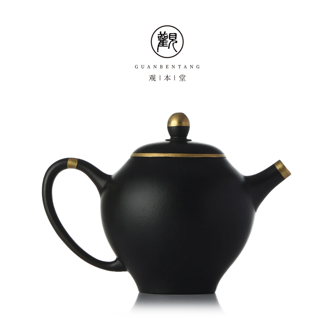 栖凤居朱泥氧化还原烧描金怀香壶中式泡茶紫砂壶茶壶茶具茶器