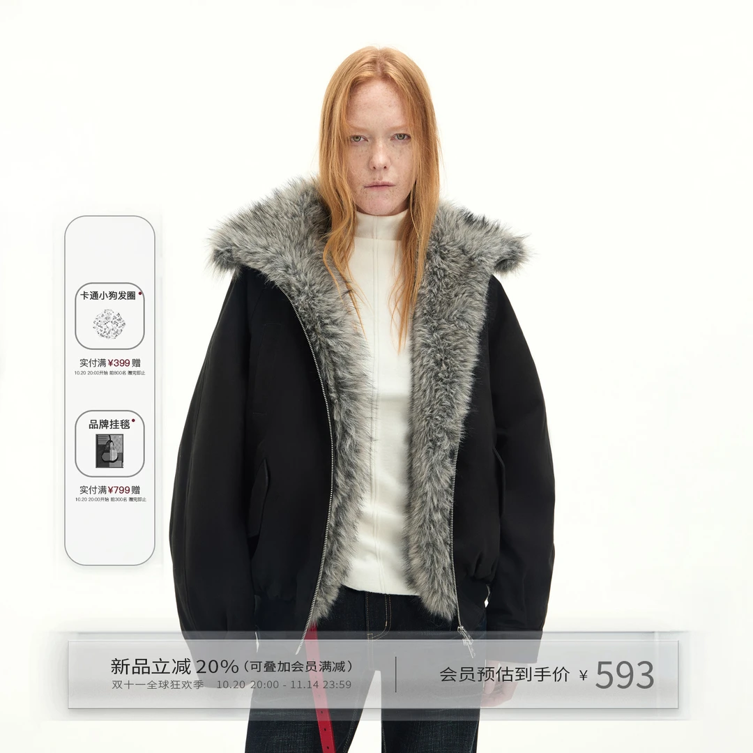 【上新 】复古美式环保皮草座山雕拼接工装外套夹克冬