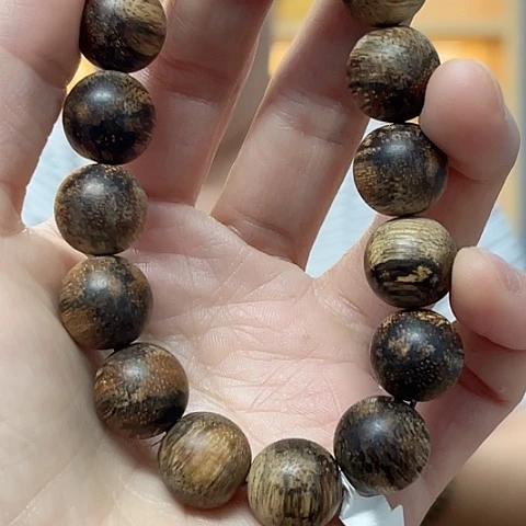 手串沉香常*天然野达拉干圆珠单圈1.3/19克多样性发一