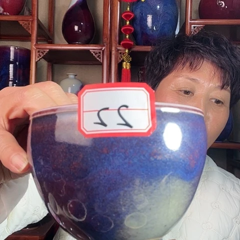 瓷片钧瓷手工艺品杯子