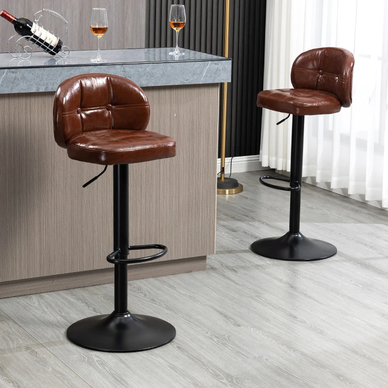 轻奢意式吧台椅靠背旋转高脚凳酒吧椅子收银台升降简约家用吧凳子