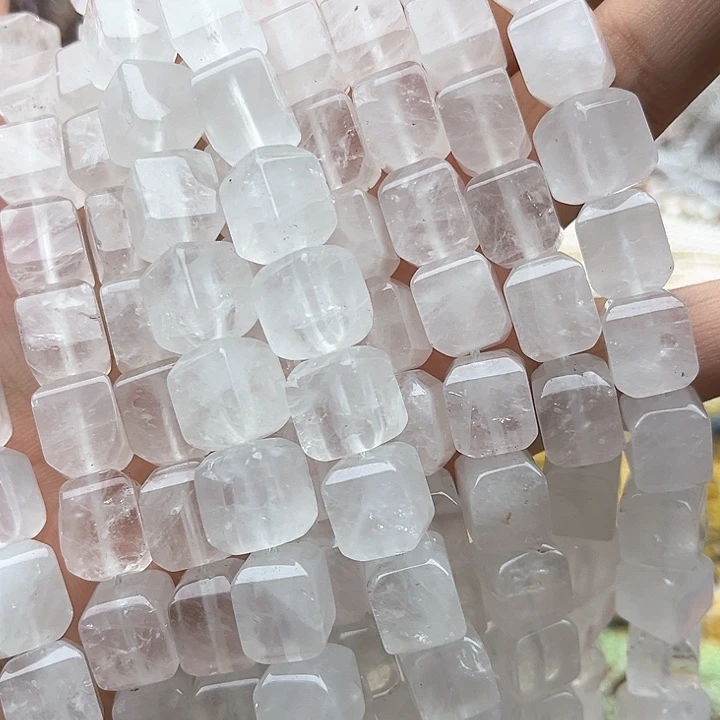 未镶嵌玛瑙/玉髓珠宝半成品一条10/12mm左右白阿塞长方块