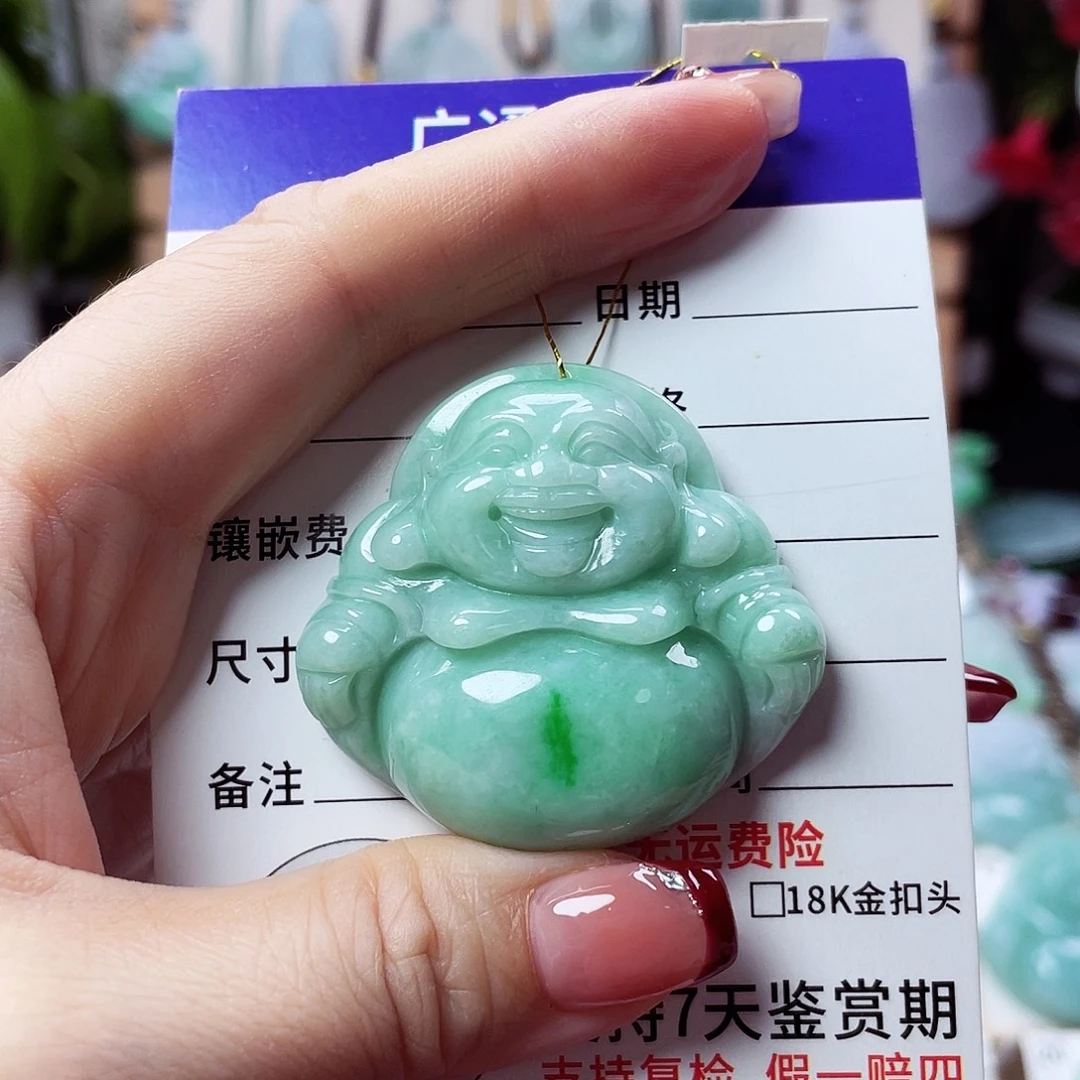 翡翠足金镶嵌颈饰佛公31