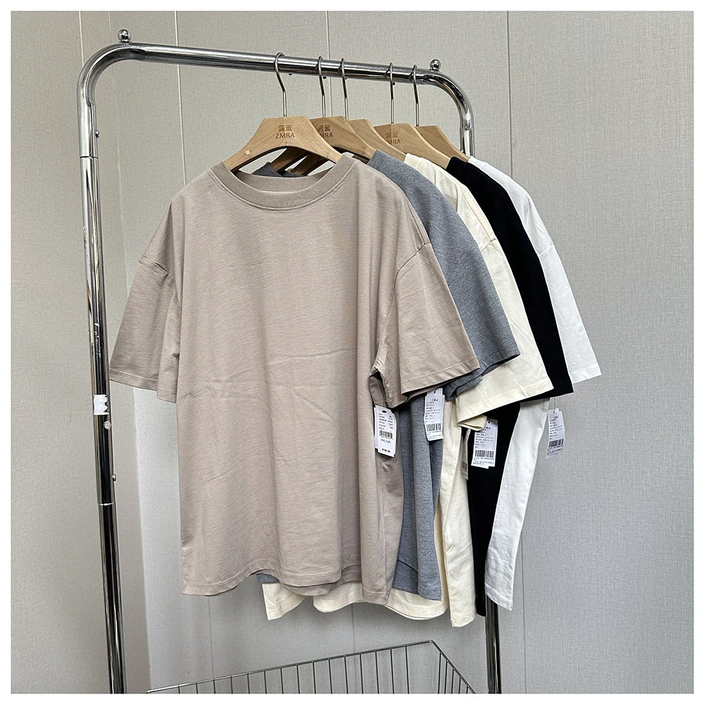 T312夏季新款纯色宽松圆领短袖T恤男女同款