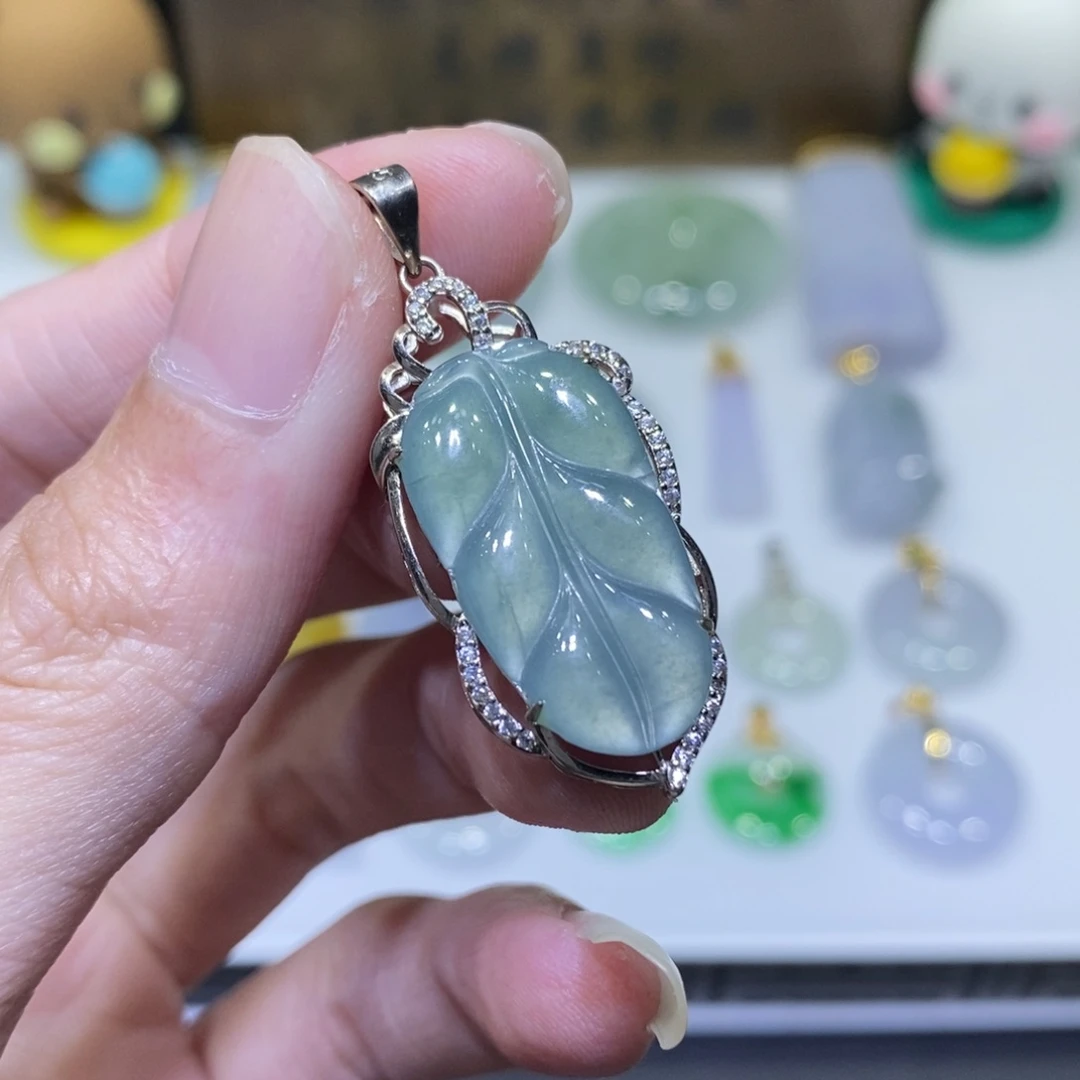 翡翠银S925镶嵌吊坠(不含链)