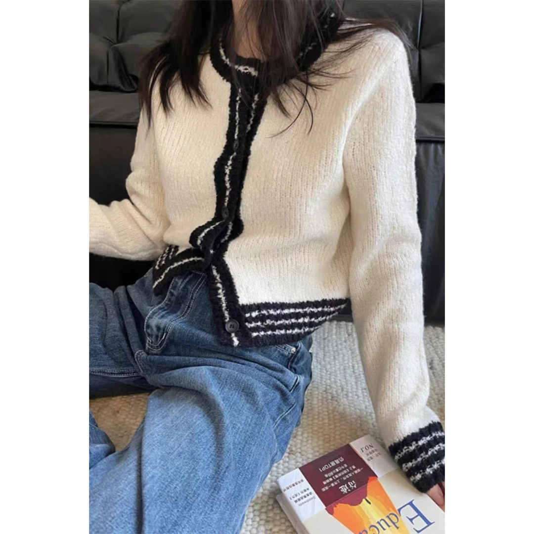 0488 秋新款长袖宽松亲肤针织开衫气质外套大仓库