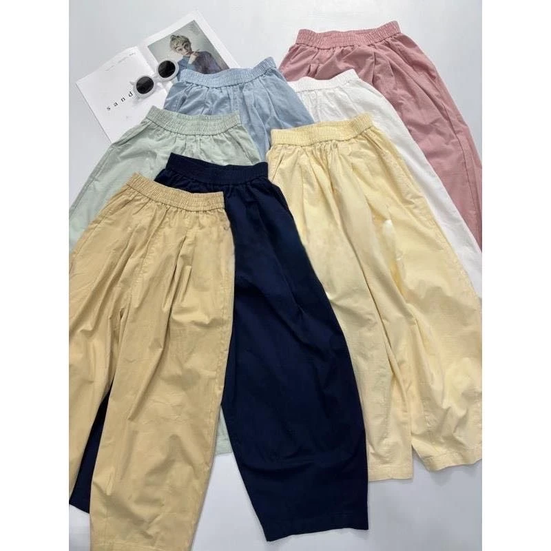 夏季新款韩版潮流休闲简约气球裤棉质宽松显瘦九分哈伦裤