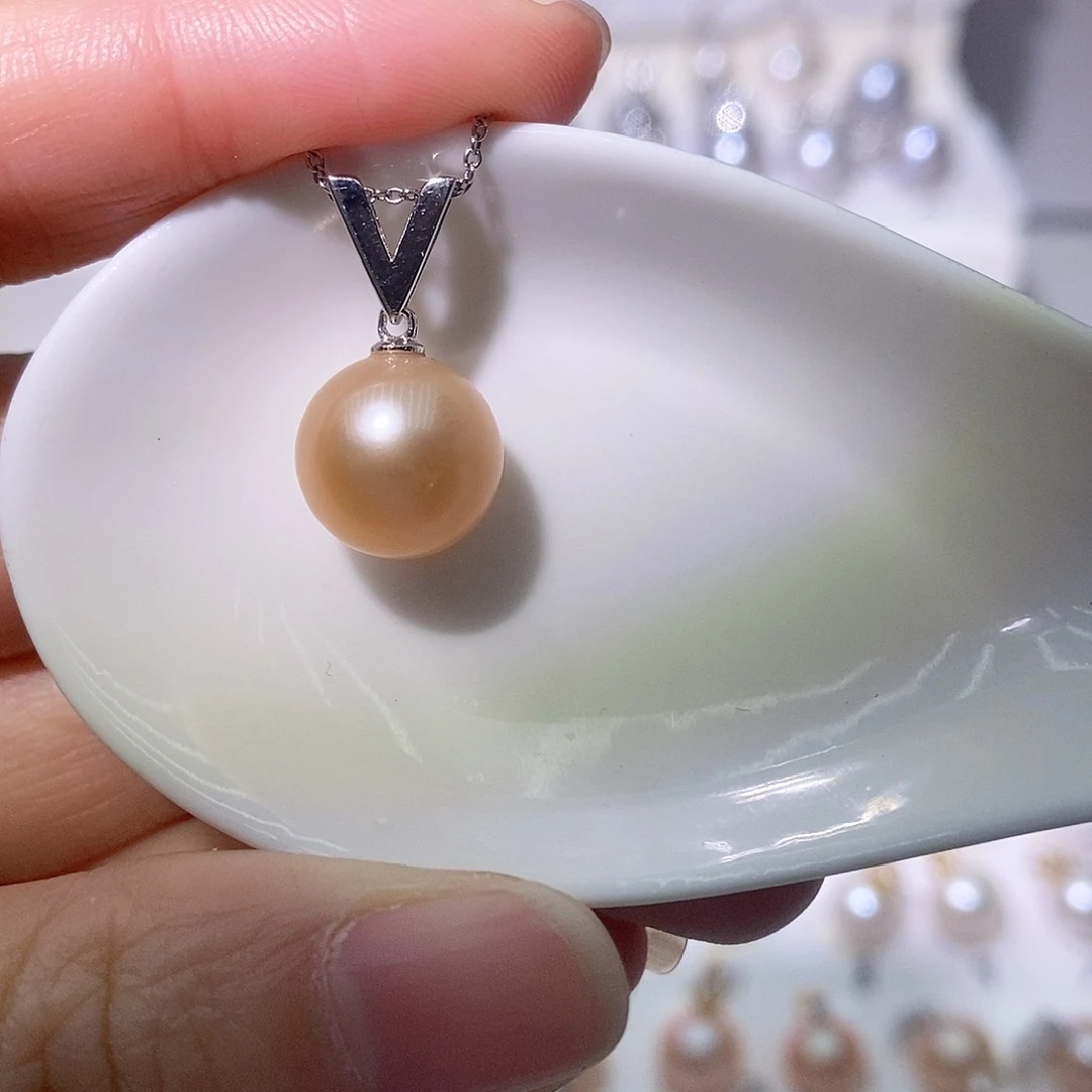 淡水珍珠吊坠(赠链)银S925镶嵌尺寸11/12毫米