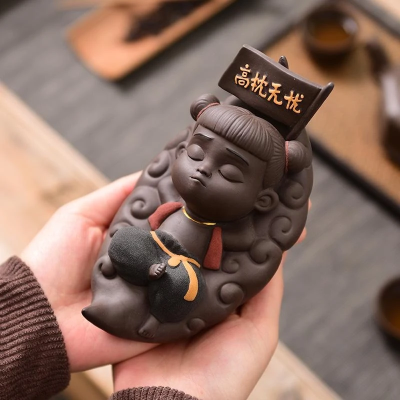 茶宠哪吒摆件精品可养紫砂茶玩个性可爱茶具桌迷你盘配件家居摆设