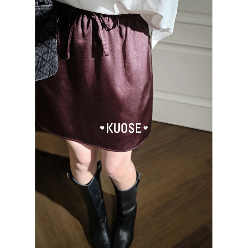 阔色复古提花半身裙裤2025春季新款小众a字直筒短裙子KSI2503003