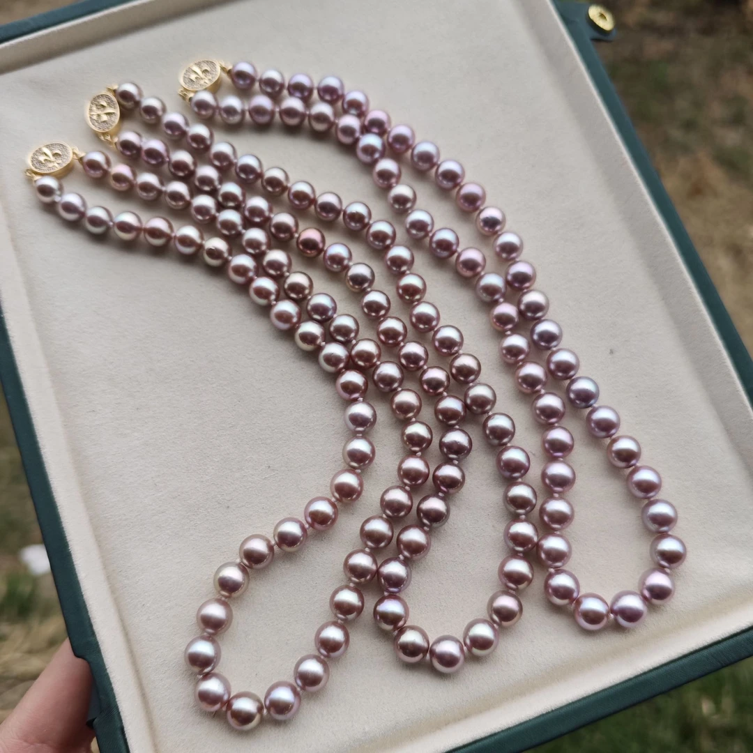 【正品鸢尾花】紫片顶花板毕业级紫色珍珠项链8-10mm多样性发货发一