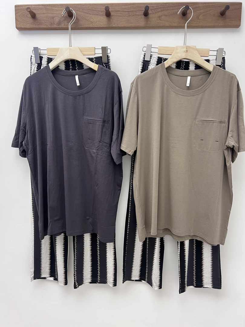 95011-95013圆领水洗T恤日系复古做旧时尚百搭短袖纯色新复古风