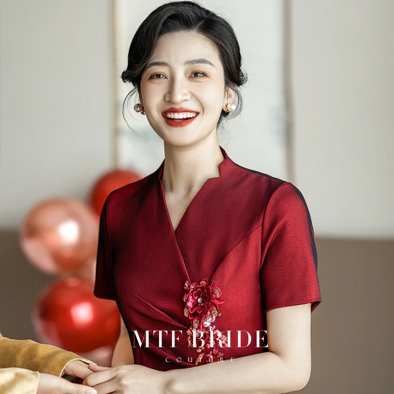 满庭芳华【首批8.5折】妈妈婚宴礼服高贵优雅喜婆婆婚礼喜服连衣裙