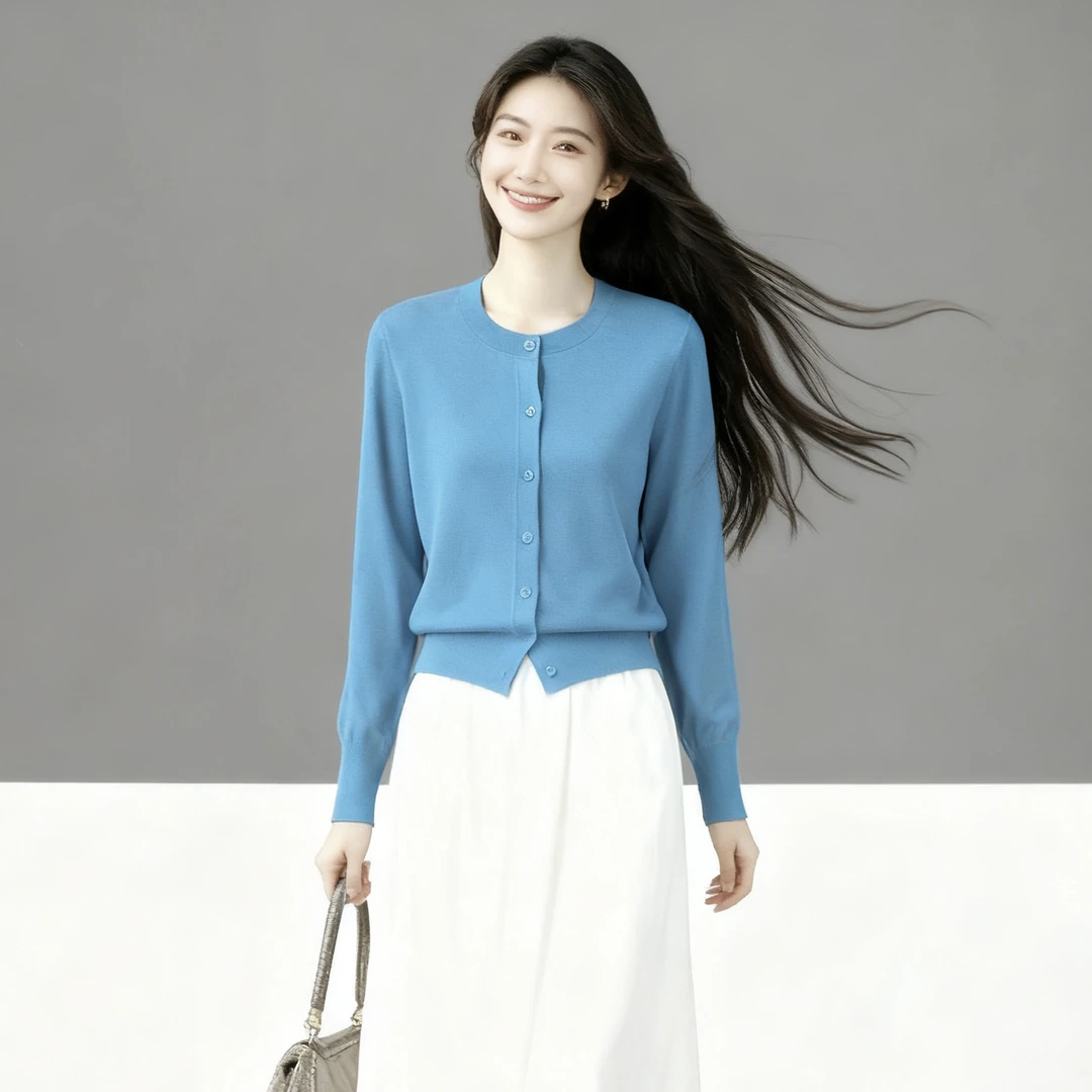 【清仓】限定色系百搭外搭圆领薄款开衫（衣长52）