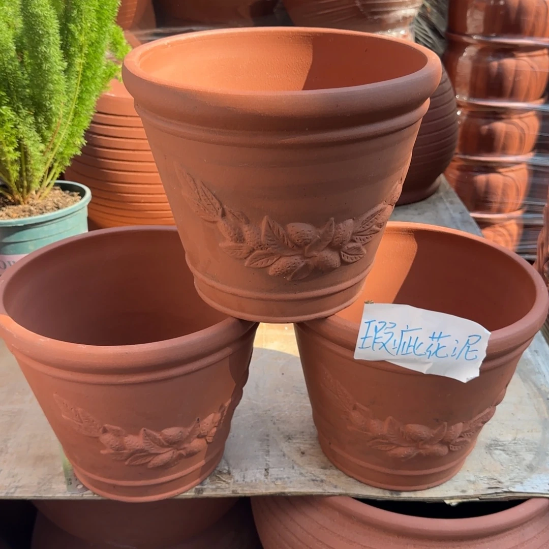 紫砂花盆口30高24宜兴紫砂瑕疵粗糙花泥
