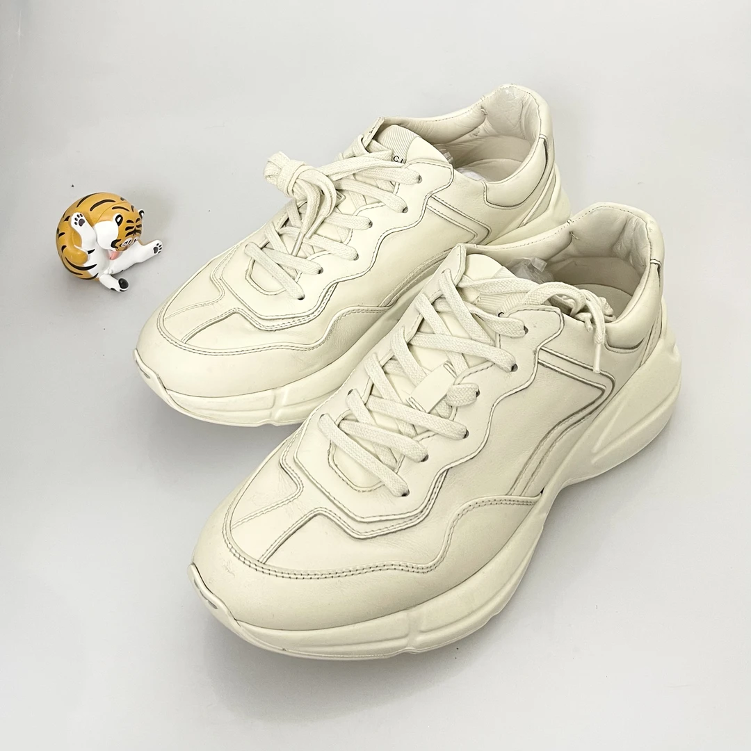 95新 GUCCI/古驰 41码Gucci 做旧老爹鞋 男款象牙白95新原盒