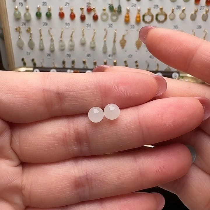 和田玉银S925镶嵌耳饰