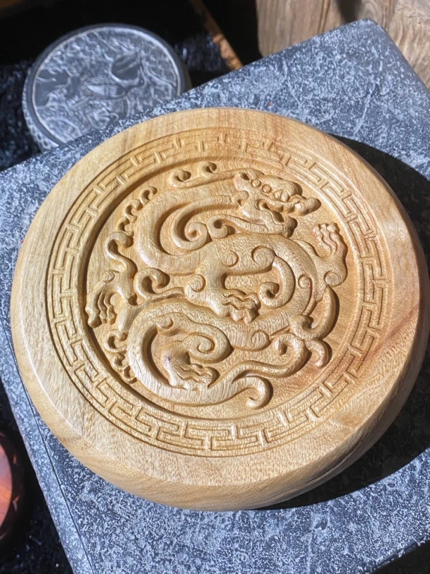 香樟木青龙壶承底座摆件