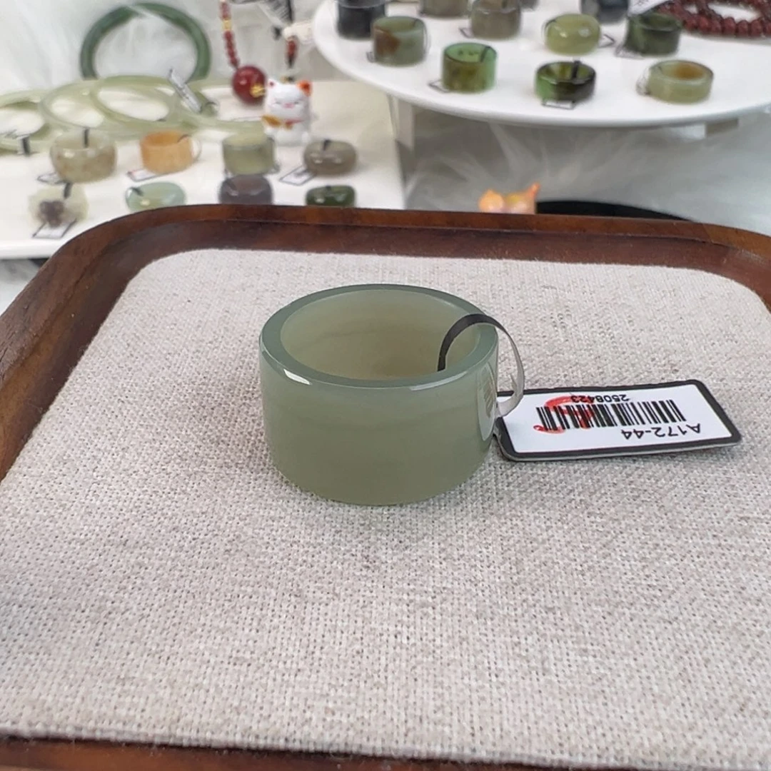 和田玉未镶嵌戒指w78晴水绿直切18.7不退换