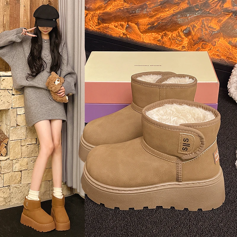 短筒保暖纯色吸震冬季时尚雪地靴鞋子雪地靴棉鞋短靴