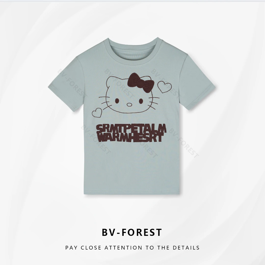 BV-FOREST“喵语甜心”夏季新款小众设计百搭显瘦短袖T恤BV-T0240